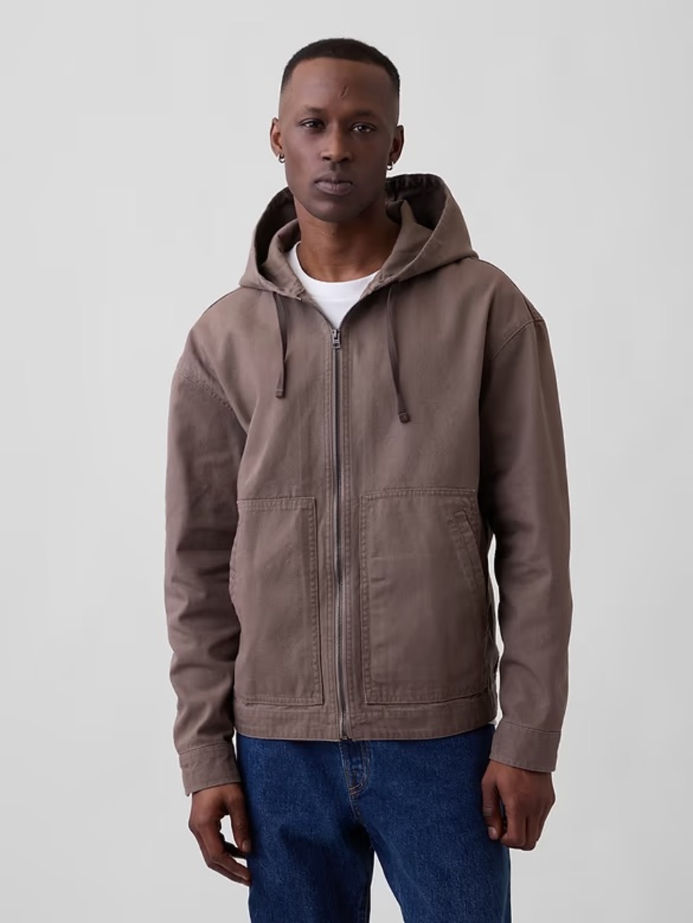 Gap Oversized Hooded Canvas Utility Chore Jacket Workwear Grunge Streetwear